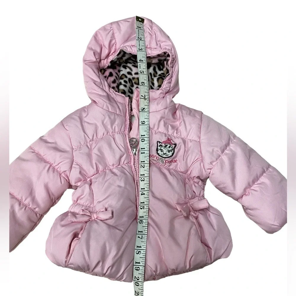 ZeroXposure Baby Girls Pink Puffer Jacket Snowsuit Hooded Leopard Lined‎ 12M